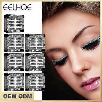 selvklebende øyenvippe klistremerke 7-farge glitter eyeliner limfri selvklebende falske øyenvipper øyesminke klistremerke pu