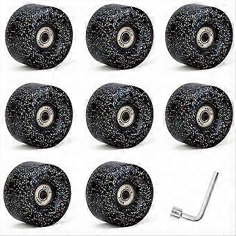 Quad Roller Skate Wheels 62 x 33mm 85A, Black 8 Pack with Bearings