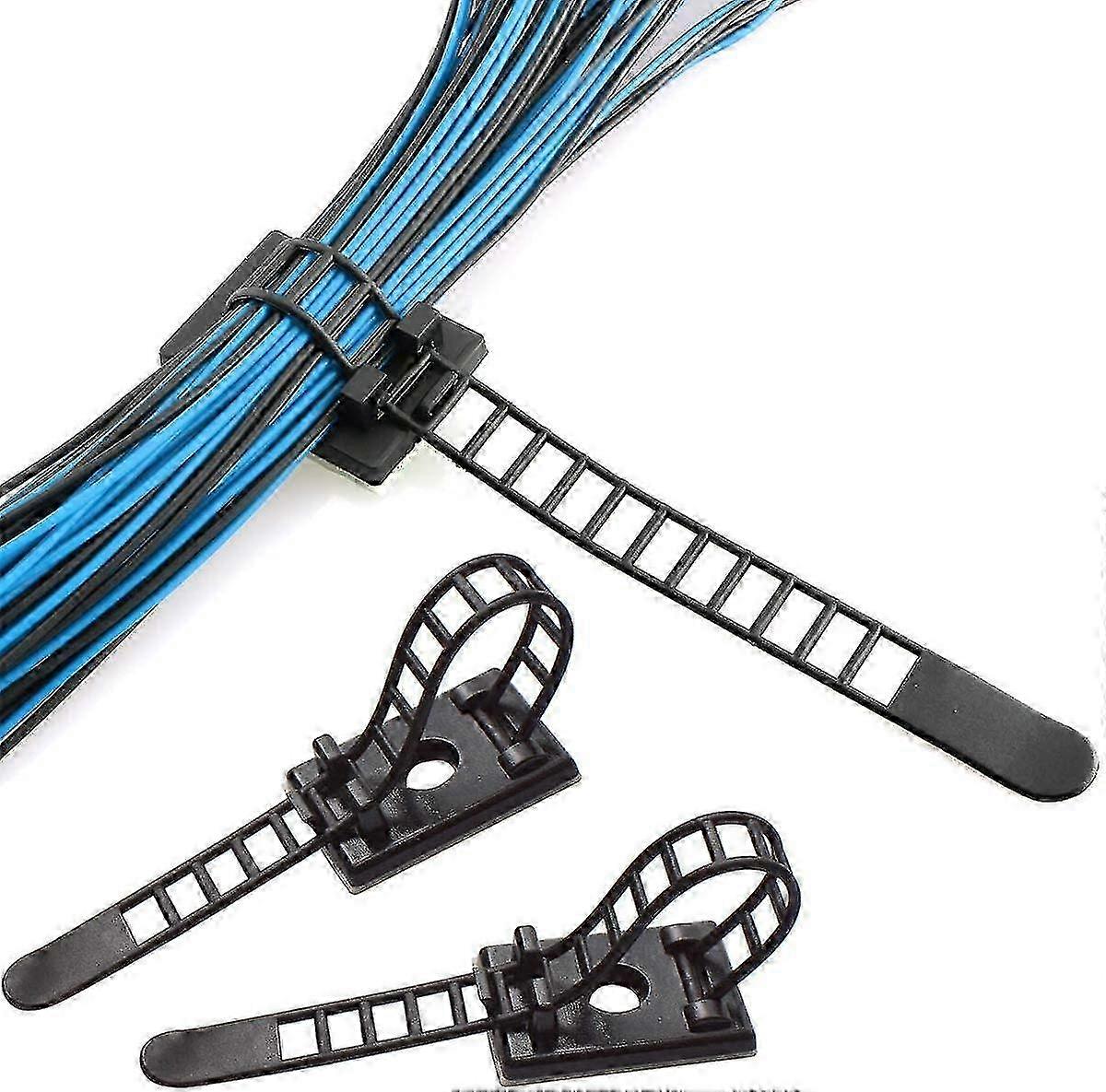 50pcs Reusable Cable Clips Adjustable Self-Adhesive Nylon Cable Ties