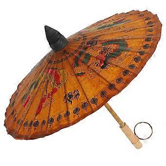 Brown Handmade Oiled Paper Umbrella, Oiled Paper & Wood, for Decoration, Photography Prop, Festival Display, 1 Piece