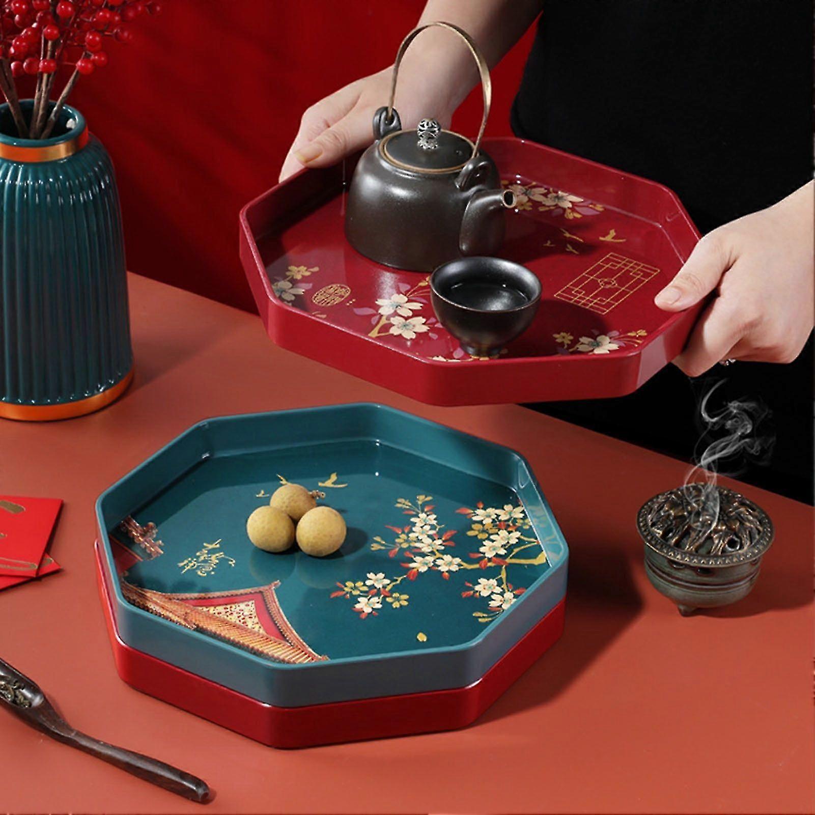 Melamine Flower Pattern Tea Serving Tray