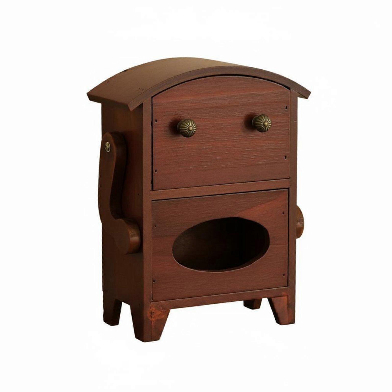Wooden Robot Tissue Box Solid Wood Tissue Box with Storage Drawer Creative