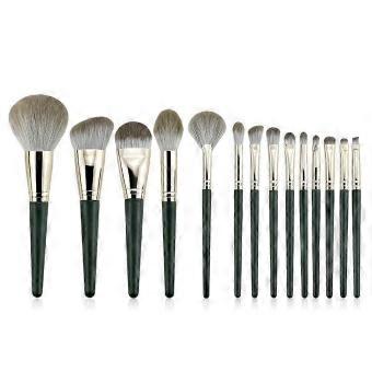 14pcs14pcs Makeup Brush Set Silver Green - Eyeshadow Foundation Blending