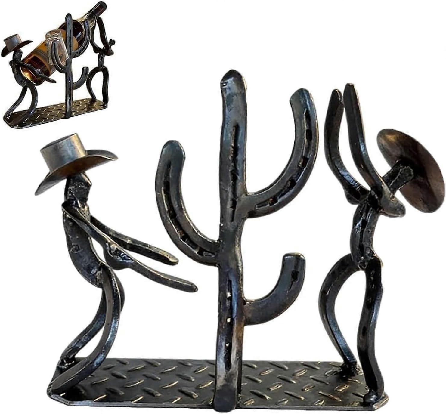Retro Cactus Cowboy Wine Rack