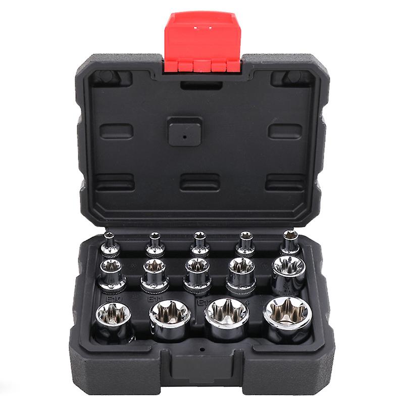 14stk 3/8-tommer 1/2 tommer, 1/4 tommer, E-torx Star Socket Set