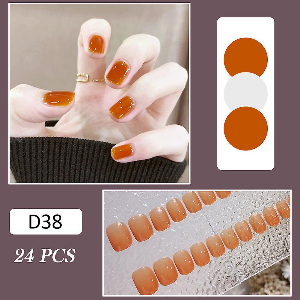 Glossy Pumpkin Color False Nail Durable & Never Splitting Com