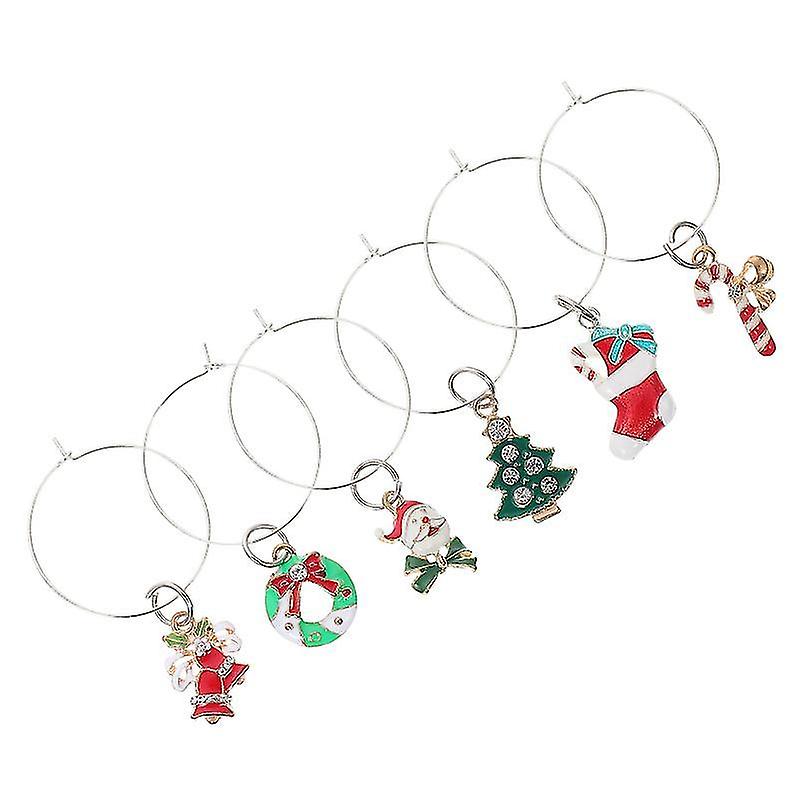 5.6X3cm Assorted Color-2 Wine Glass Charms 6pcs Practical Iron Drinking Cup Signs Party Supplies (as