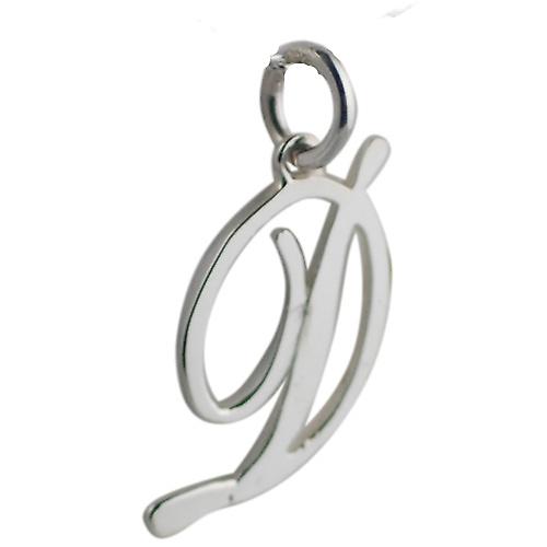 Silver 25x11mm plain Palace script Initial D Pendant