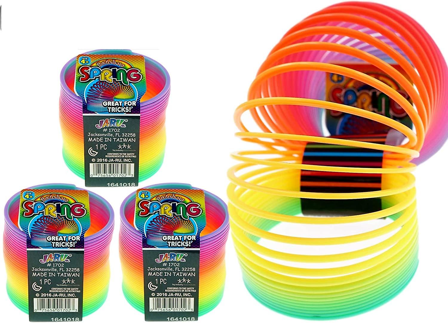 Big Spring Rainbow Ring Magic Set (3 Units) Fidget Stress Toy for Kids Girls and Boys Springs Great Party Favor | Plus 1 Bouncy Ball Item #1702-3p