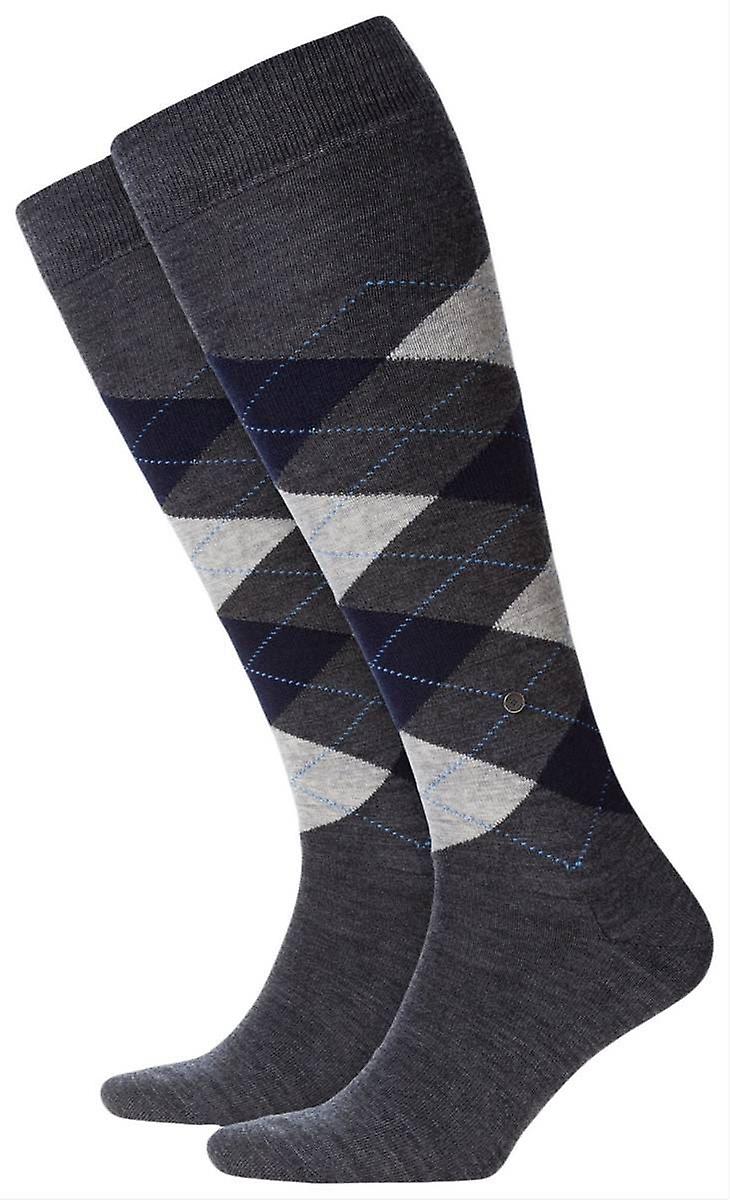 Burlington Edinburgh Knee High Socks - Grey/Navy