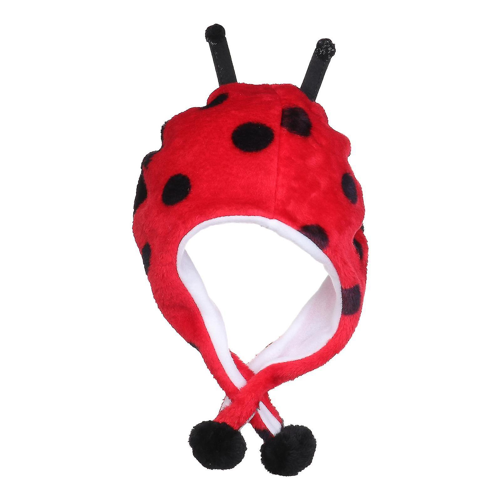 18# Ladybug Animal Hat Cartoon Plush Winter Warm Hat Cute Pullover Hat