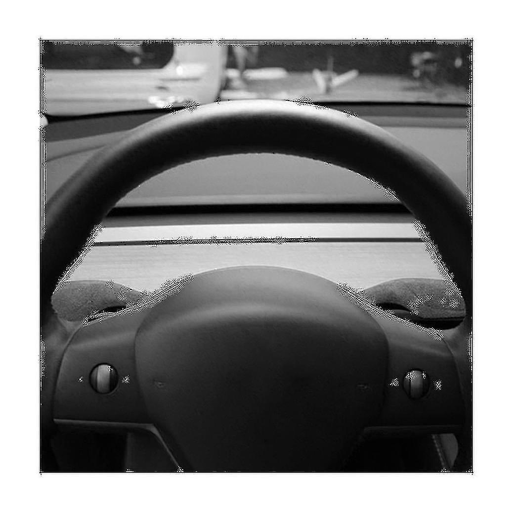 For Model-y Shift Paddle Protector Leather Fur Shifter Cover Shell Interior Modification Carbon Bla