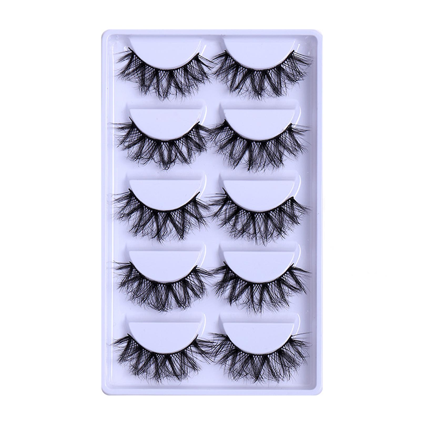 5 Pairs Simulation False Eyelashes Handmade Long Dramatic Thick No Irritation Lashes For Makeup Beginners