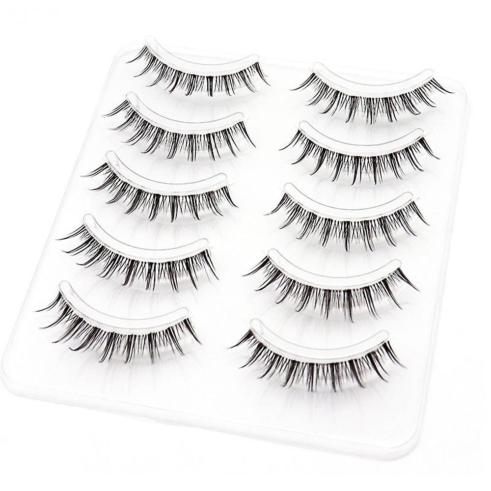 5 Pairs Simulation Daily False Eyelashes Diy Fluffy Effect Lightweight Eyelashes For Daily Working Or Stage Makeup
