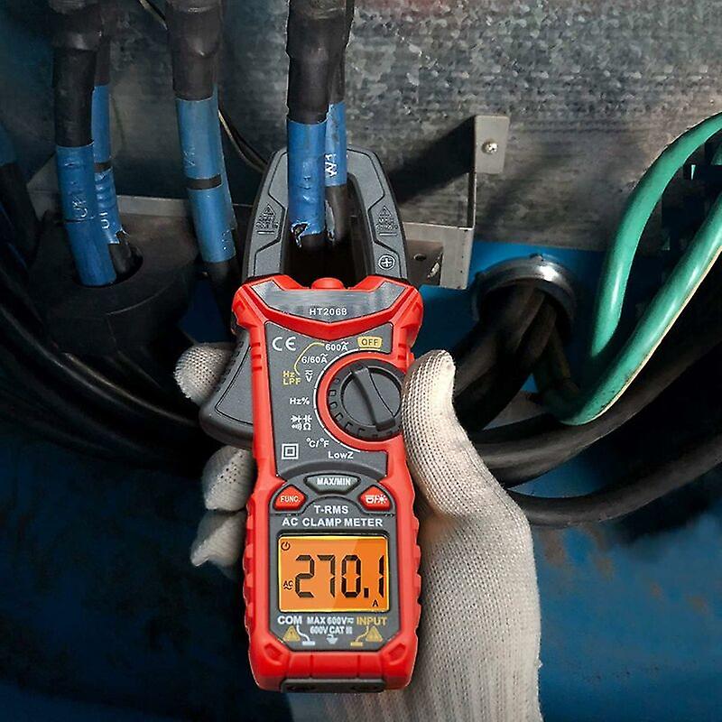 Ammeter clamp, 6000-count TRMS automatic clamp multimeter, AC current/AC DC voltage measurement/temperature/resistance/capacitance/diode/continuity/d