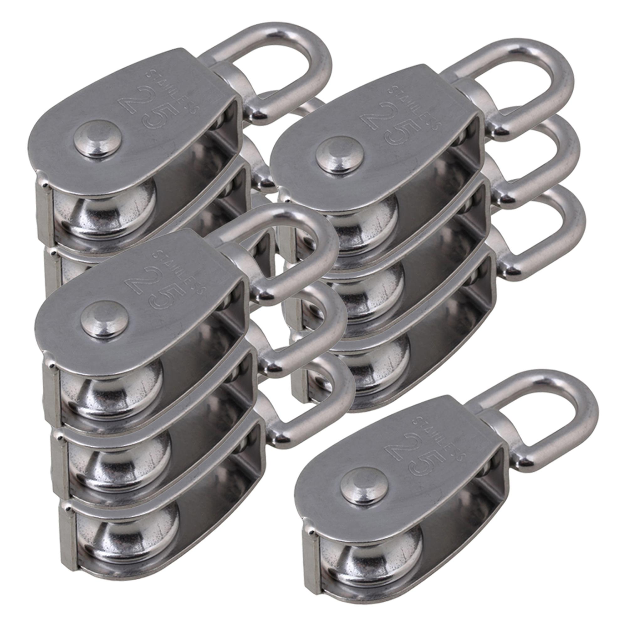 10 Pieces Silver M25 Steel Single-sheaved Pulley Block Loading Capacity 150kg
