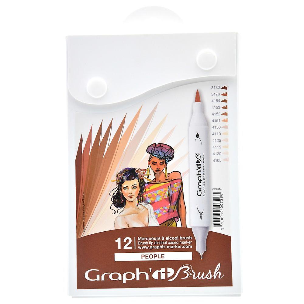 Set of 12 Graph'It Brush & Extra Fine markers - People