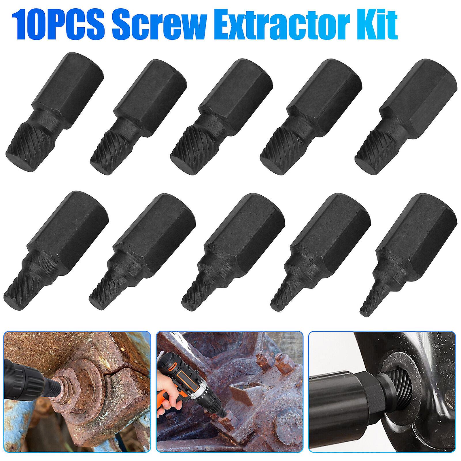 10Pcs/Set Hex Shank Damaged Screw Extractor Kit Easy Removal of Broken Bolt Stud