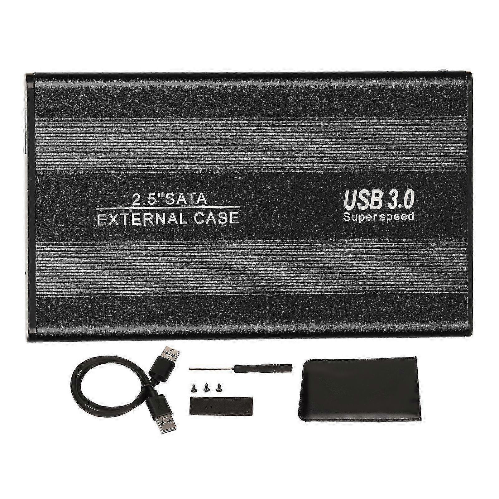 2.5in USB 3.0 HDD Enclosure 5Gbps Ultra Thin Lightweight External Hard Drive Adapter for Laptop PC Windows 7 10 Black