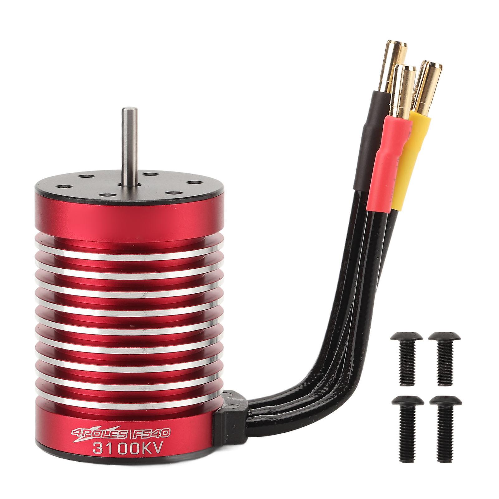 RC Brushless Motor F540 3100KV 4 Poles Sensorless Motor with Temperature Control Port for All 1/10 Brushless Car