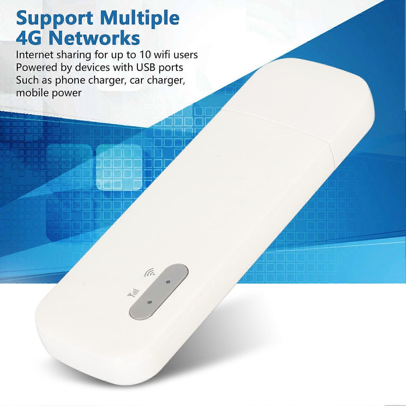 4G USB WiFi 10 Devices Connection Support Portable Router Mobile WiFi Hotspot with Micro SIM Card Slot for Phone White