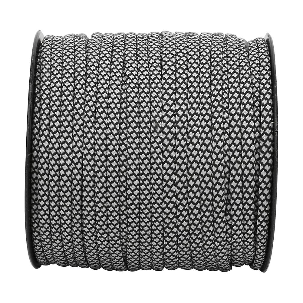 50M 4MM Thick 7 Core Paracord Rope Silver Black Camping