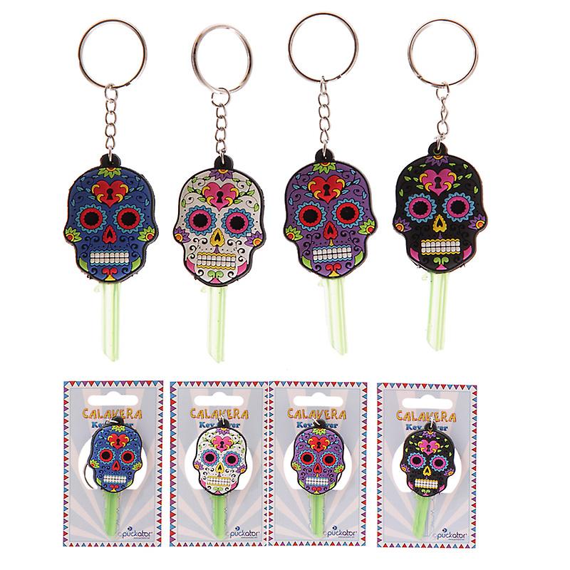 PVC nøkkelring nøkkeldeksel - Day of the Dead Skull 1-pakke
