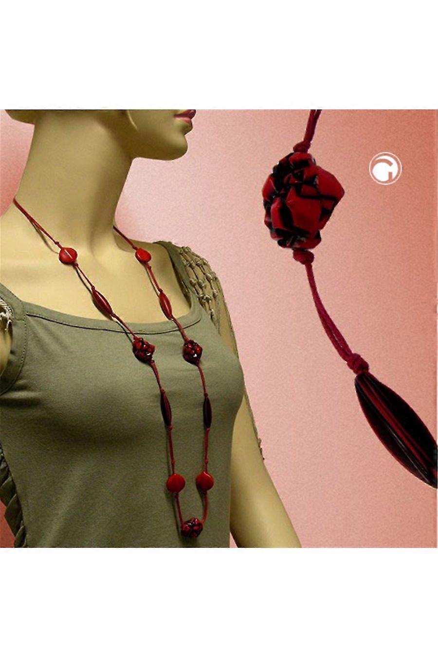 Necklace Fantasy Beads Red-black - Gl04369