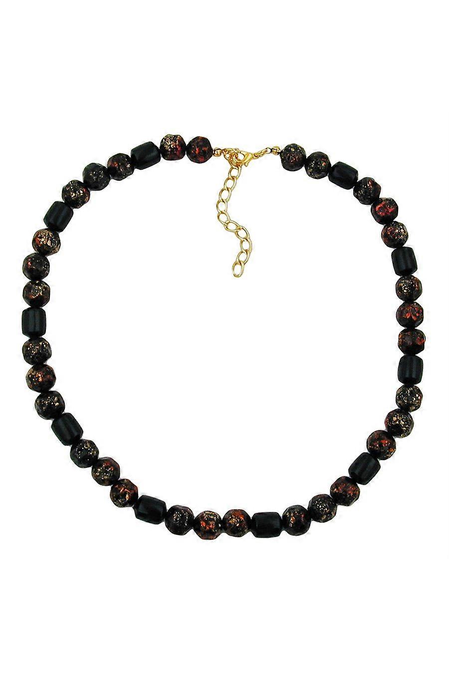Necklace Red/ Black Pressed Beads - Gl01494