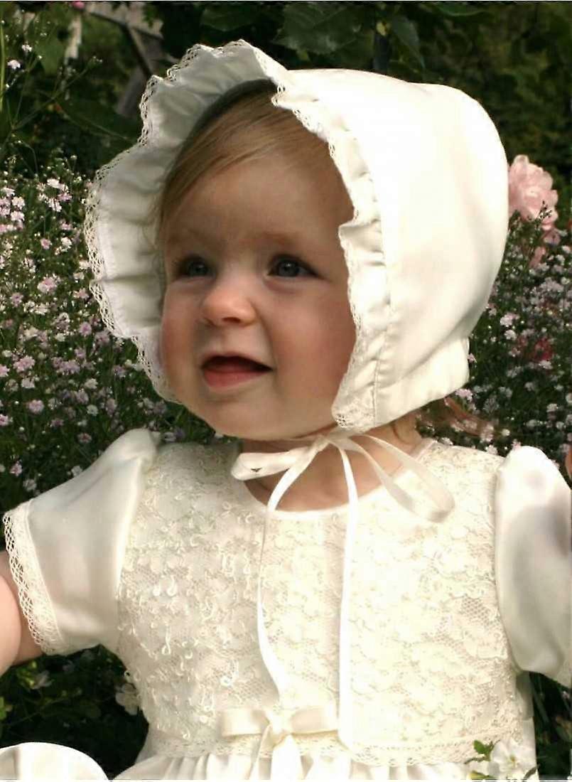 Grace Of Sweden - Christening Bonnet In Off White Satin