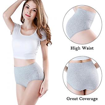 Veeki Women's High Waisted Cotton Underwear Ladies Soft Full Briefs Panties Pack of 4, Gray, 3XL_HMY240