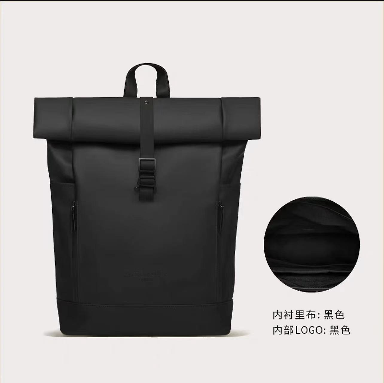 16 Inch Waterproof School Backpack Roll-Top Closure, Reflective Design, Ideal for Biking and Laptops, Extra Large CapacityBlack