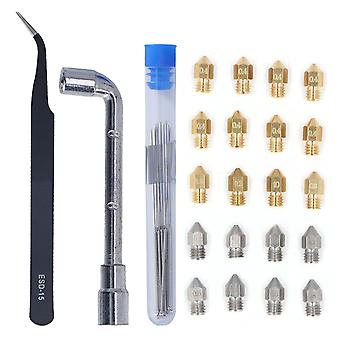 MK8 3D Printer Nozzle Cleaning Kit: Hardened Steel & Brass Nozzles, Cleaning Needle, Tweezers for Smooth Operation - Comprehensive Maintenance Tools