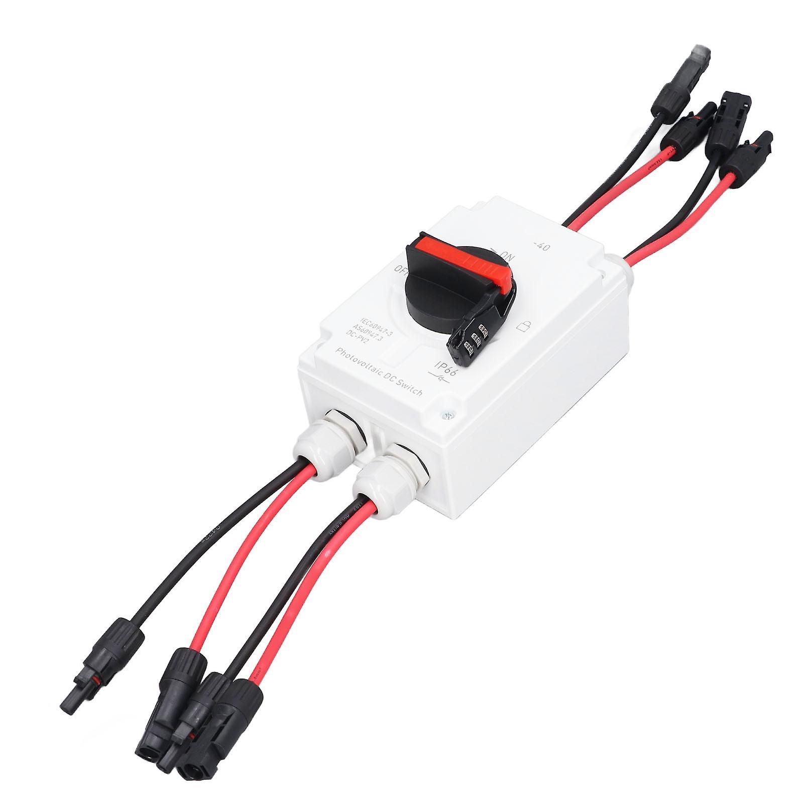 PV Solar Disconnect Switch 2 Input 2 Output Photovoltaic Circuit Isolator 32A DC1200V 2 String IP66 Waterproof