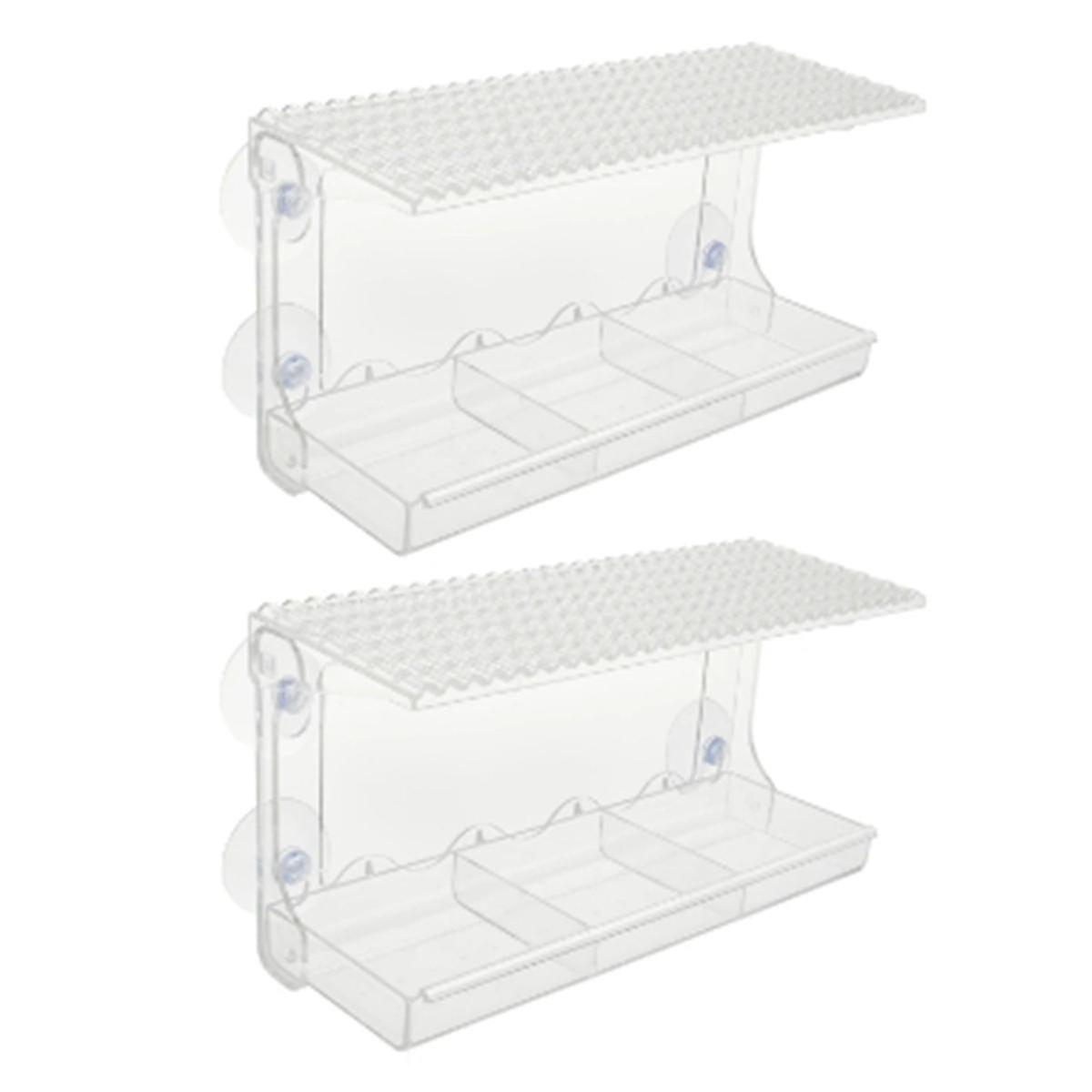 Window Bird Feeder Clear Bird Feeders Window Mounted with 4 Suction Cups and Detachable Tray Transparent Bird House