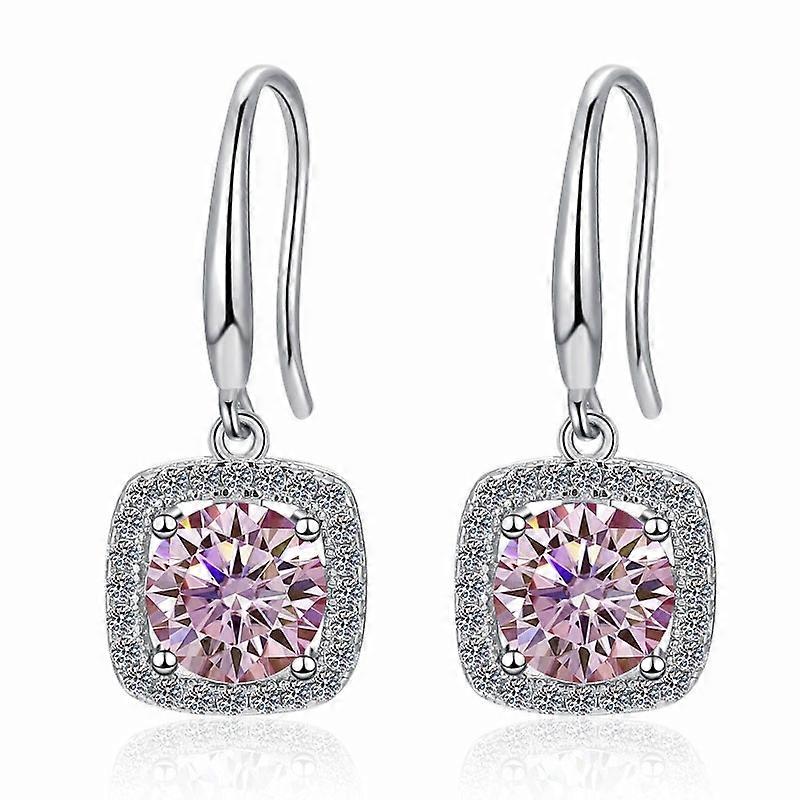Earrings-Square Moissanite Drops-Elegant Simplicity-Silver Charm