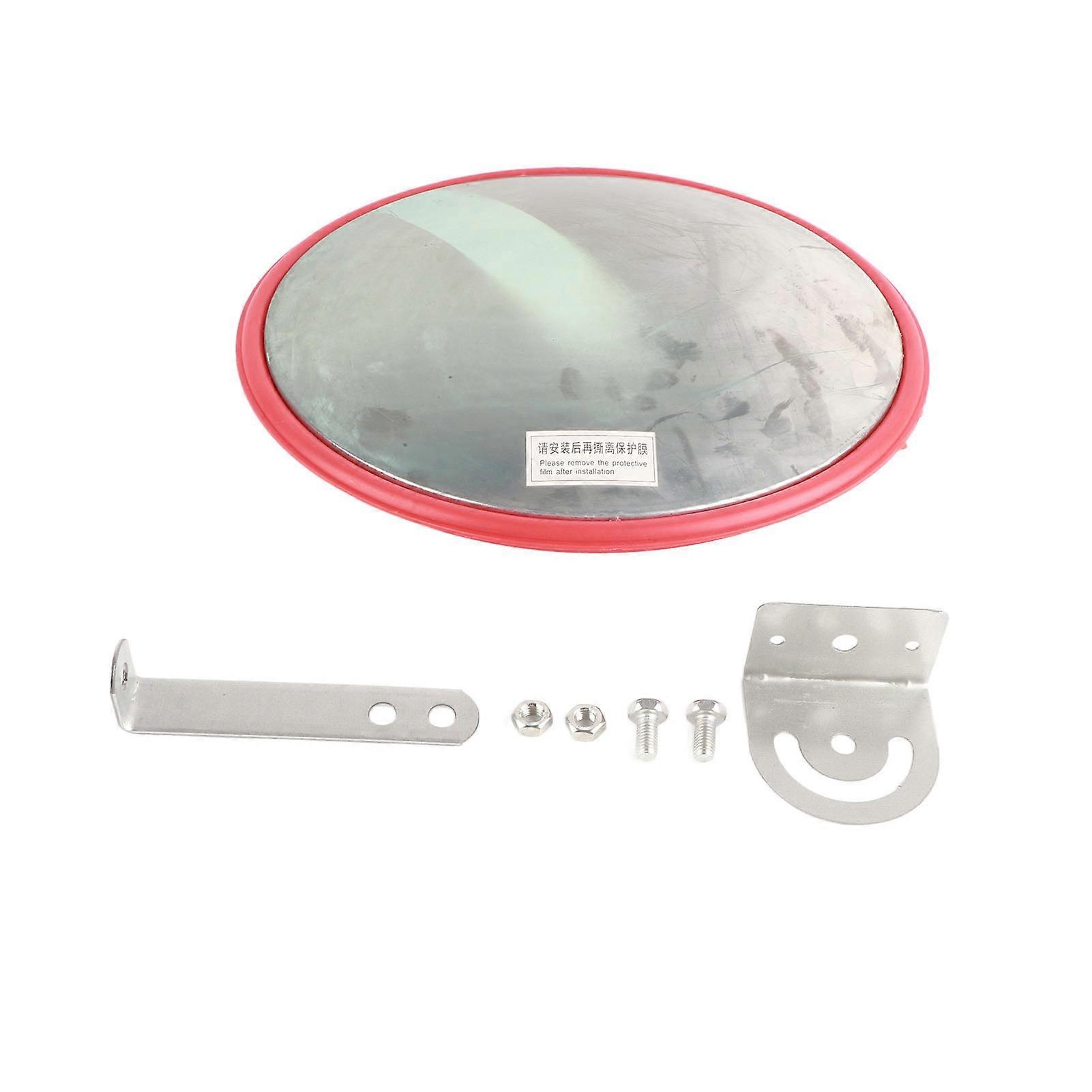 Wide Angle Driveway Road Safety Convex Traffic Mirror with Mounting Hardware Accessories (45cm)