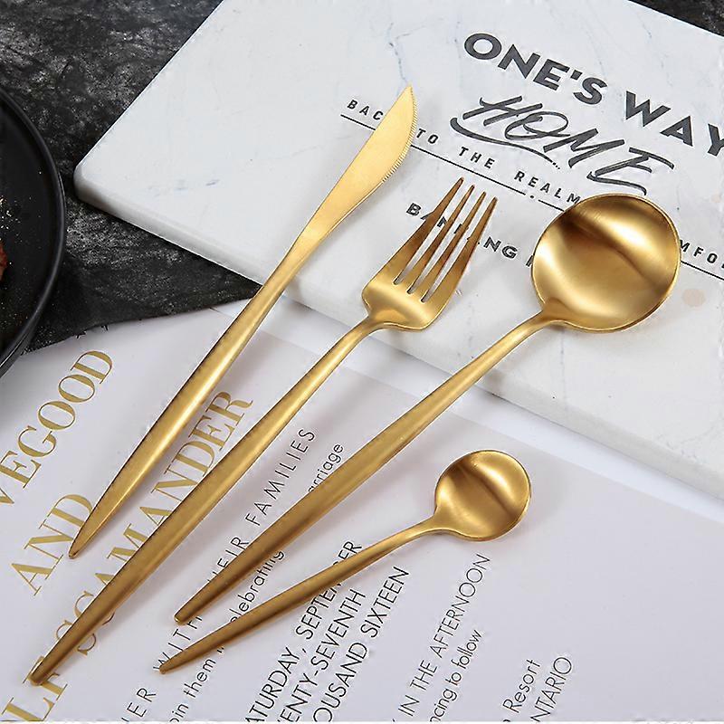 Stainless Steel Matte Flatware Set Silverware Dinnerware Set Cutlery Tableware Include Knife Fork Spoon Kitchen Utensil