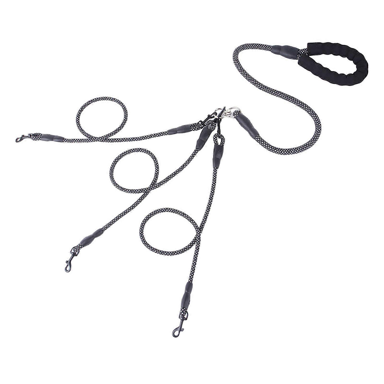 3-Way Adjustable Nylon Dog Leash Kit with Multi-Handle Wear-Resistant Rope Straps Removable 360-degree Rotation Buckle Pet Traction Rope for Medium La