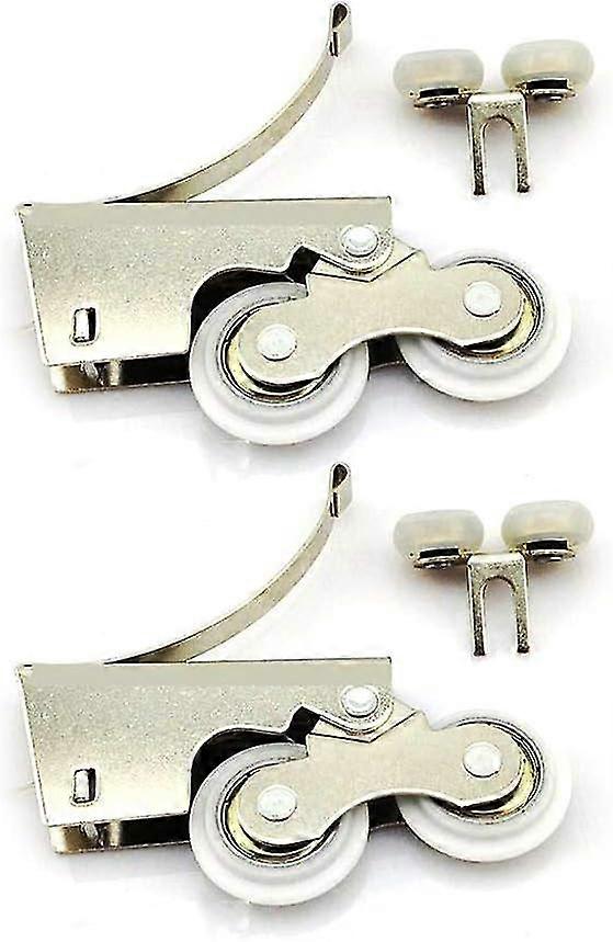 Silent stainless steel/titanium alloy pulley with two rollers for sliding wardrobe door