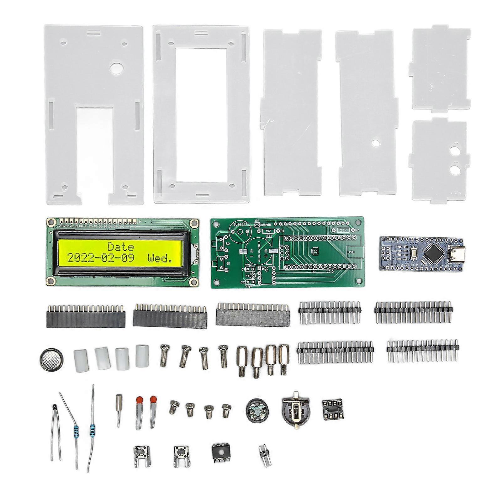 DIY Digital Clock Kits LCD Electronic Alarm Clock Soldering Project Kit for Learning Electronics Soldering Practice