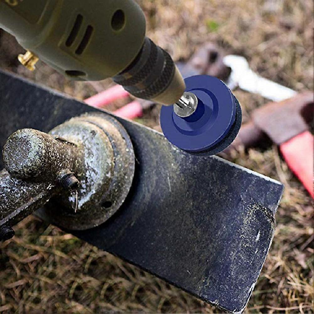 Lawn Mower Blade Sharpener Wear Resistant High Hardness Universal for Power Drill Hand Drill Blue