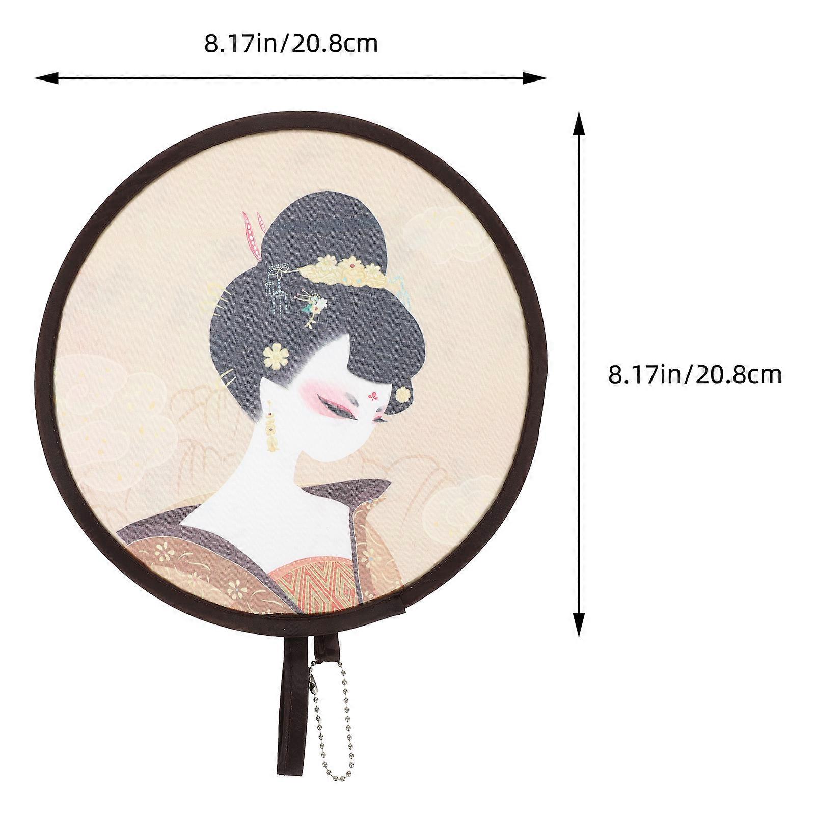 Round Foldable Hand Fan Summer Handheld Folding Fan Chinese Style Pattern Foldable Fan