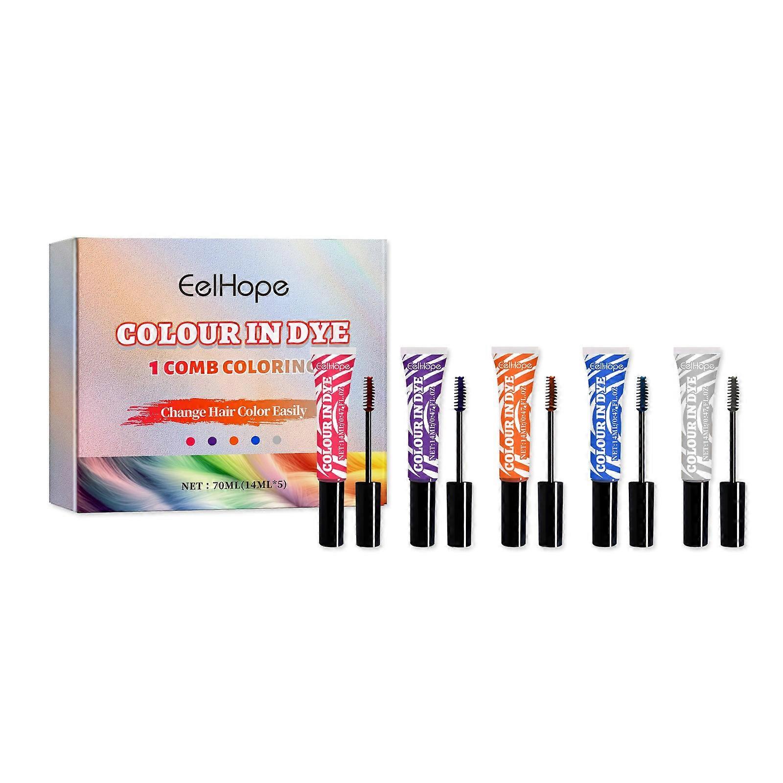 Ensemble de cire pour cheveux colorés -5 crayons de cheveux temporaires crème unisexe comme adapté à la texture de cheveux ordinaire facile à colorer et à laver adapté à la partie des festivals