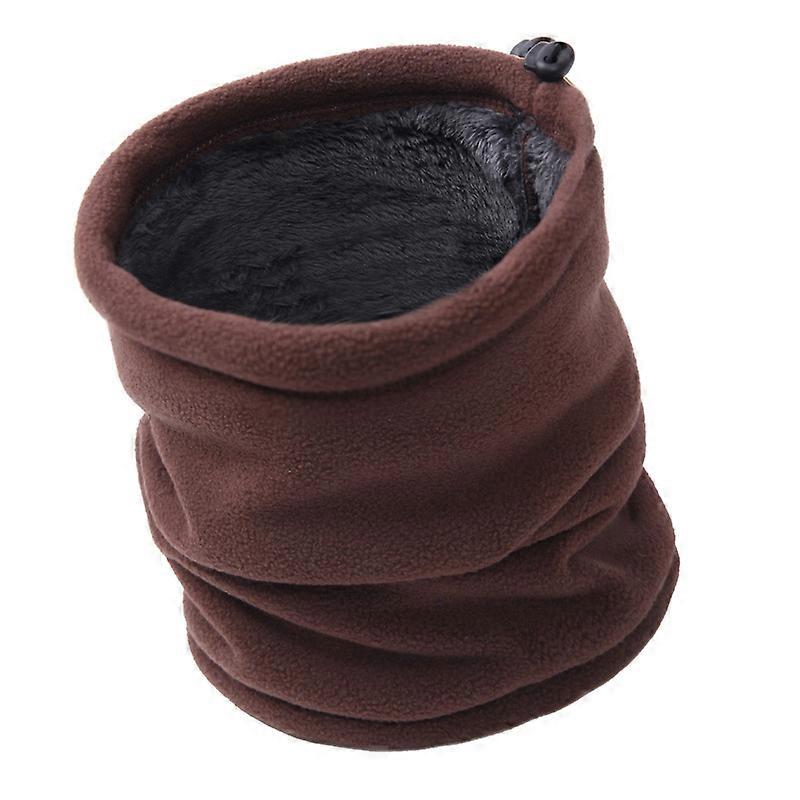 Winter Soft Double Layer Fleece Thick Thermal Neck Gaiter Elastic Multifunctional Skjerf, Kaffe