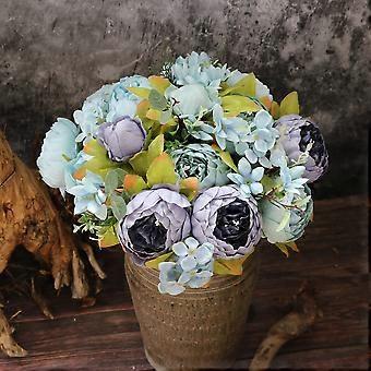 Bouquet Di Peonie In Seta TRIXES – 13 Steli, Fiori Artificiali Rosa E Bordeaux, Composizione Personalizzabile