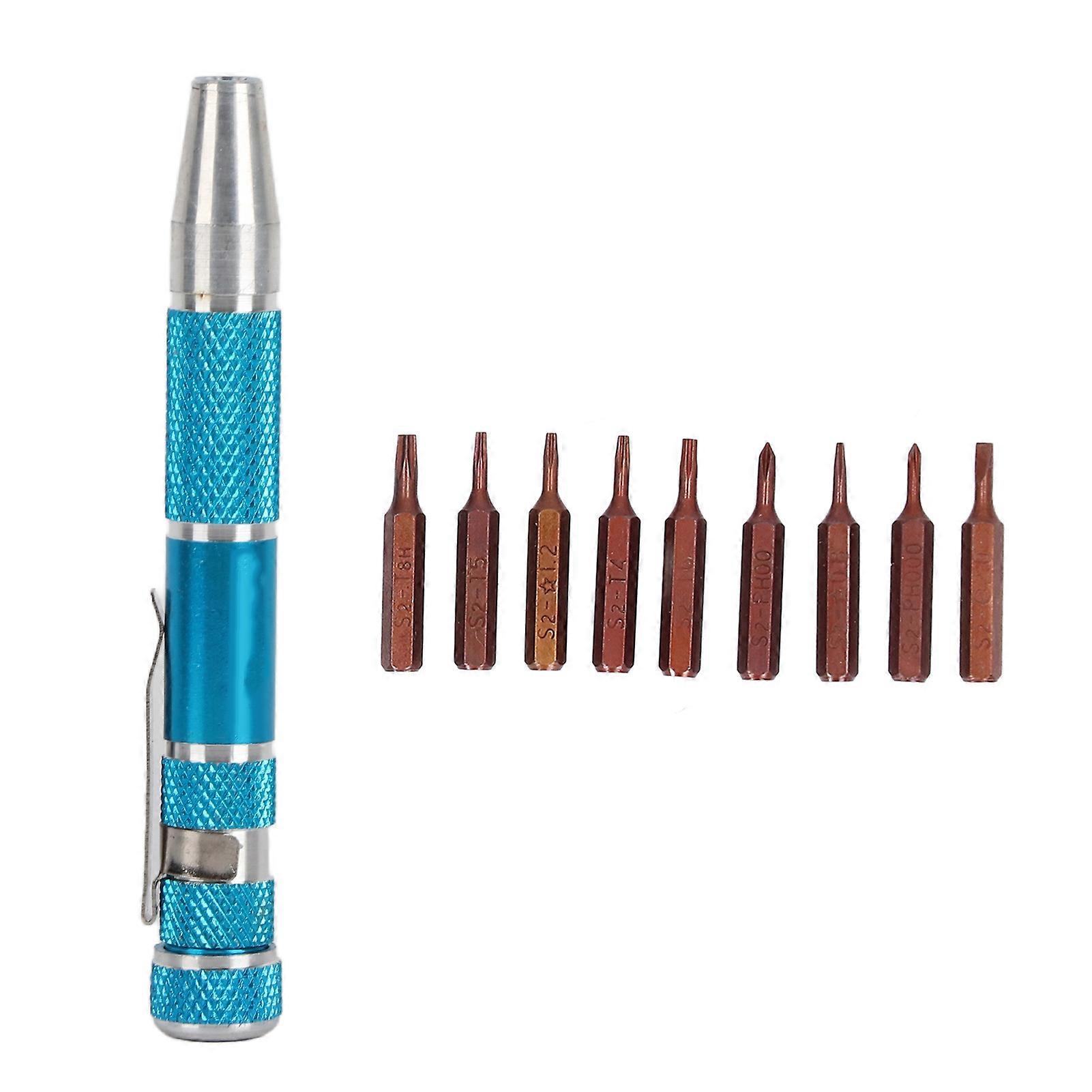 Screwdriver Bit Set Portable Portable Pen Type Screwdriver with 9 Specifications Bits for Electronic Component YEMAA