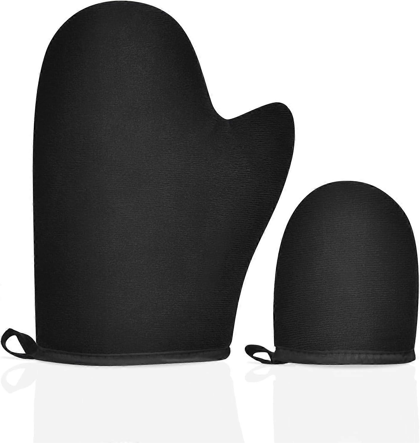 Self Tanning Mitt Applicator, Black Double Sided Self Tanning Mitt with Thumb, Washable and Reusable Self Tanning Mitt for Self Tanning Lotion Mousse