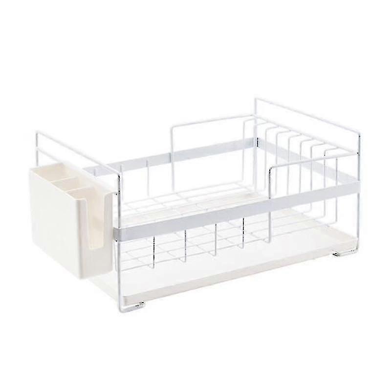 Scolapiatti antiruggine per piatti, scolapiatti, supporto lavastoviglie per piatti, piatti, posate con vaschetta raccogligocce, acciaio inox, 44,4 x 33,8 x 19,4 cm