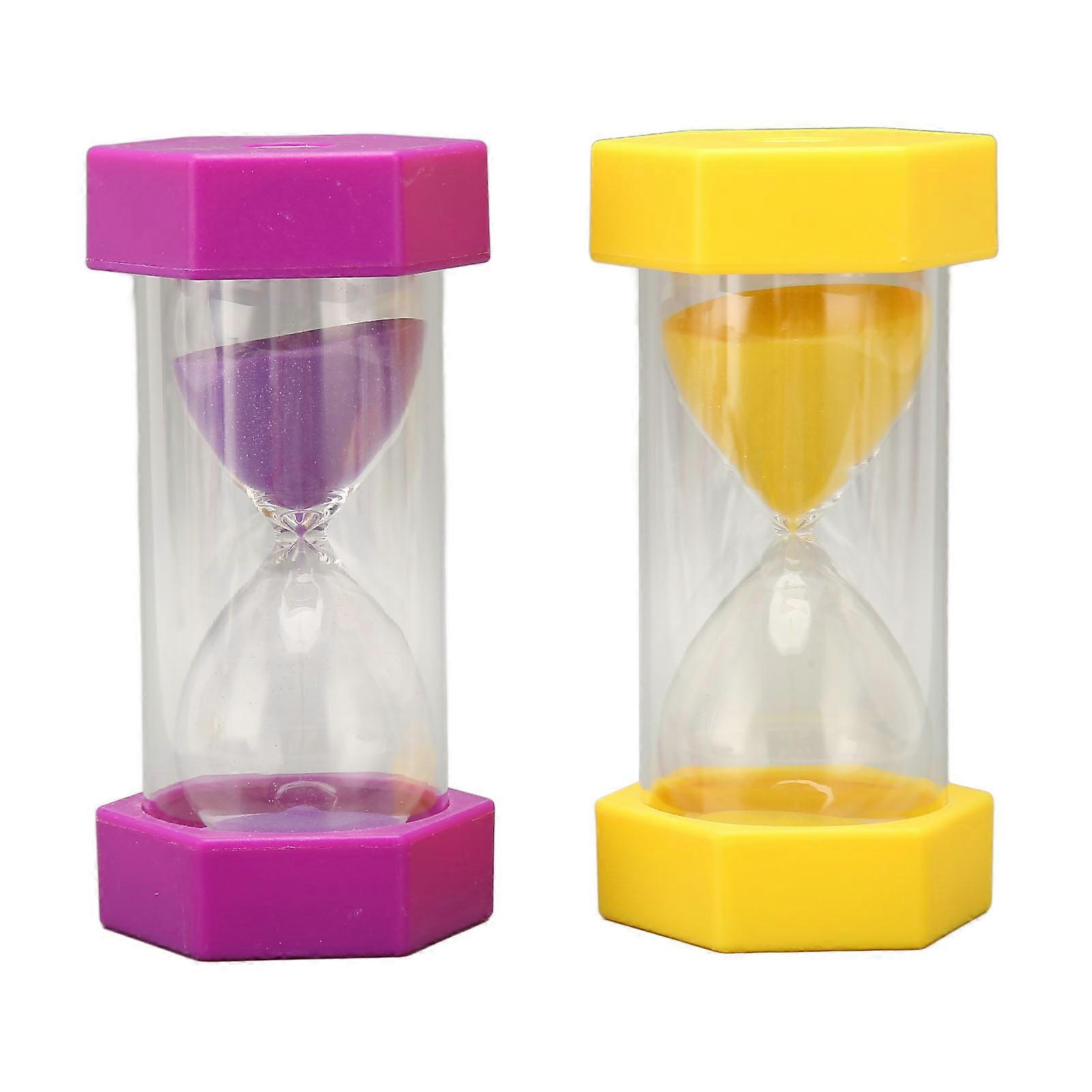 2pcs Hexagonal Hourglass 30 Minutes Sand Timer Portable Plastic Sand Clock for Games Kitchen Office